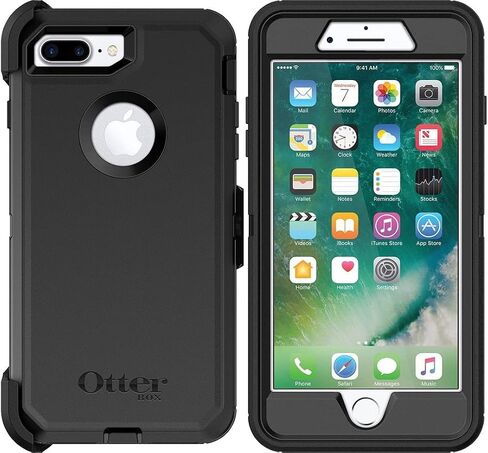 OtterBox Defender Series Case & Holster for iPhone 8 Plus & iPhone 7 Plus - Non-Retail Packaging - Black in Saudi Arabia