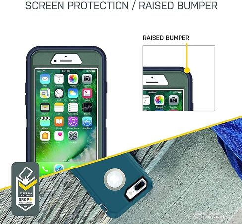 OtterBox Defender Series Case & Holster for iPhone 8 Plus & iPhone 7 Plus - Non-Retail Packaging - Black in Saudi Arabia