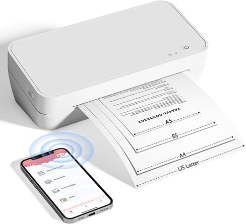 طابعات PhoFuta WiFi الحرارية للاستخدام المنزلي، طابعة لاسلكية بدون حبر للسفر، تدعم الطابعة الصغيرة مقاس 8.5 بوصة × 11 بوصة/A4/A5/B5، متوافقة مع الهاتف والكمبيوتر المحمول للمكتب المنزلي، للاستخدام المدرسي باللون الأبيض in Saudi Arabia