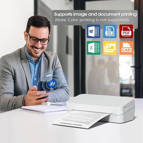 طابعات PhoFuta WiFi الحرارية للاستخدام المنزلي، طابعة لاسلكية بدون حبر للسفر، تدعم الطابعة الصغيرة مقاس 8.5 بوصة × 11 بوصة/A4/A5/B5، متوافقة مع الهاتف والكمبيوتر المحمول للمكتب المنزلي، للاستخدام المدرسي باللون الأبيض in Saudi Arabia