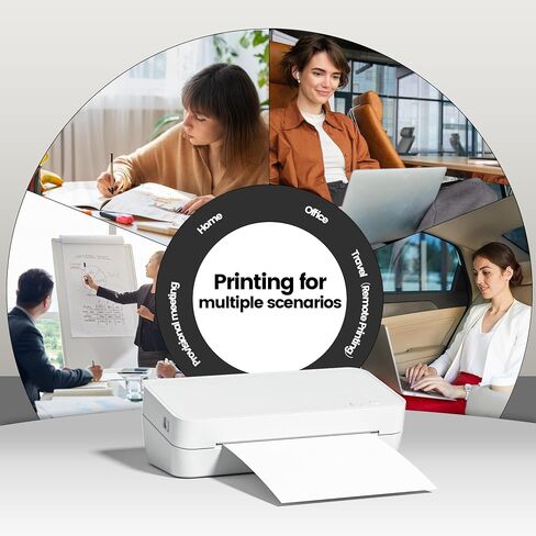 طابعات PhoFuta WiFi الحرارية للاستخدام المنزلي، طابعة لاسلكية بدون حبر للسفر، تدعم الطابعة الصغيرة مقاس 8.5 بوصة × 11 بوصة/A4/A5/B5، متوافقة مع الهاتف والكمبيوتر المحمول للمكتب المنزلي، للاستخدام المدرسي باللون الأبيض in Saudi Arabia