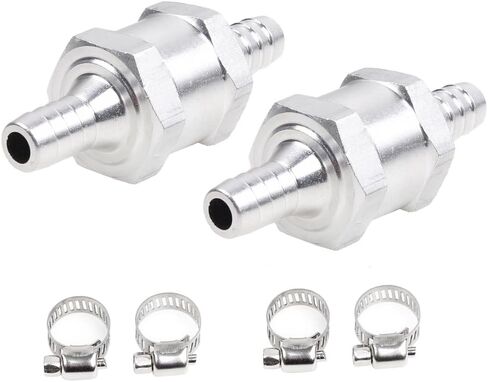 5/16"(8mm OD) Anodized aluminum Non return one-way inline check valve for gasoline diesel fuel system,with Hose Clamps in Kuwait
