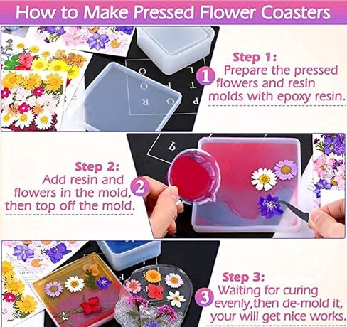 Luxx, Dried Flowers for Resin 120 Real Dried Pressed Flowers, Molds & Tweezers for DIY Art Crafts Dry Flower Kit with Large Natural Colorful Petals for Jewelry, Candle, Soap, Crafting, Scrapbooking in Saudi Arabia