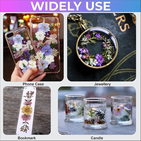 Luxx, Dried Flowers for Resin 120 Real Dried Pressed Flowers, Molds & Tweezers for DIY Art Crafts Dry Flower Kit with Large Natural Colorful Petals for Jewelry, Candle, Soap, Crafting, Scrapbooking in Saudi Arabia