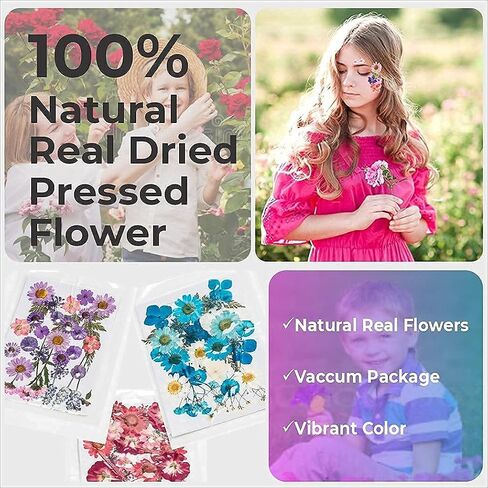 Luxx, Dried Flowers for Resin 120 Real Dried Pressed Flowers, Molds & Tweezers for DIY Art Crafts Dry Flower Kit with Large Natural Colorful Petals for Jewelry, Candle, Soap, Crafting, Scrapbooking in Saudi Arabia