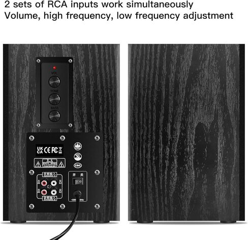 Elimavi 4-Inch Woofer Wood Enclosure Bookshelf Speakers - Powerful 30W Stereo Sound for PC, TV, Gaming, and Music - 3.5mm-RCA Input, Wall Mounted - Black in Kuwait