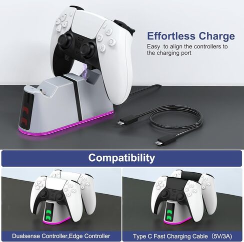محطة شاحن وحدة تحكم PS5 Slim، شاحن وحدة تحكم PS5 للشحن السريع للحافة ووحدة التحكم المزدوجة، وحدة تحكم PS5 in Kuwait