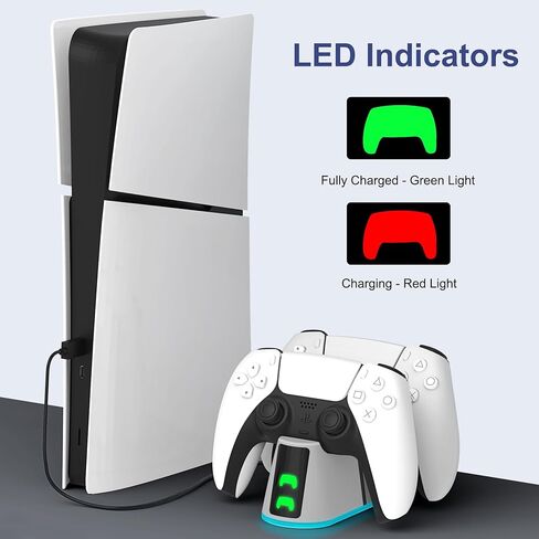 محطة شاحن وحدة تحكم PS5 Slim، شاحن وحدة تحكم PS5 للشحن السريع للحافة ووحدة التحكم المزدوجة، وحدة تحكم PS5 in Kuwait