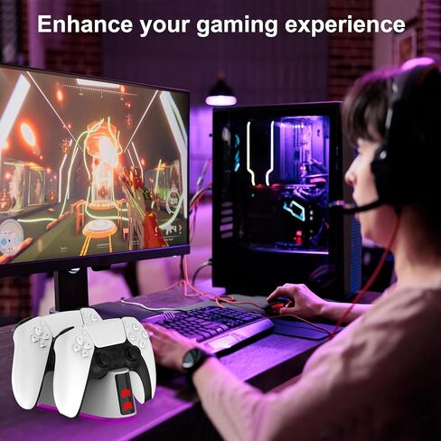 محطة شاحن وحدة تحكم PS5 Slim، شاحن وحدة تحكم PS5 للشحن السريع للحافة ووحدة التحكم المزدوجة، وحدة تحكم PS5 in Kuwait