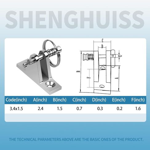 SHENGHUISS Bimini Top Deck Hinge with Quick Release pin 316 Stainless Steel Marine Bimini Top Fitting 90° Hardware with Installation Screws (2 Pack) in Saudi Arabia