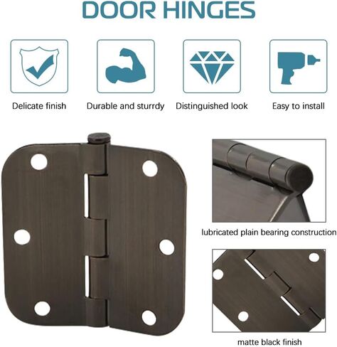 18 حزمة من مفصلات الأبواب مقاس 3.5 بوصة مفصلات نحاسية عتيقة مدورة بزوايا نصف قطرها 5/8 بوصة لغرفة النوم السكنية القياسية ومفصلات أجهزة الباب الداخلي in Kuwait