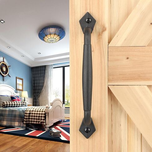مقابض أبواب الحظيرة الريفية المنزلقة من Eumtenr، مقاس 8 بوصات شديدة التحمل بتصميم كبير لسحب باب الحظيرة، من أجل باب الحظيرة المنزلق بنفسك، البوابة، السقيفة، المرآب | مادة معدنية صلبة مستديرة، أسود غير لامع in Kuwait