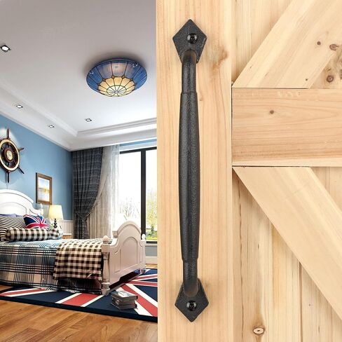 مقابض أبواب الحظيرة الريفية المنزلقة من Eumtenr، مقاس 8 بوصات شديدة التحمل بتصميم كبير لسحب باب الحظيرة، من أجل باب الحظيرة المنزلق بنفسك، البوابة، السقيفة، المرآب | مادة معدنية صلبة مستديرة، أسود غير لامع in Kuwait