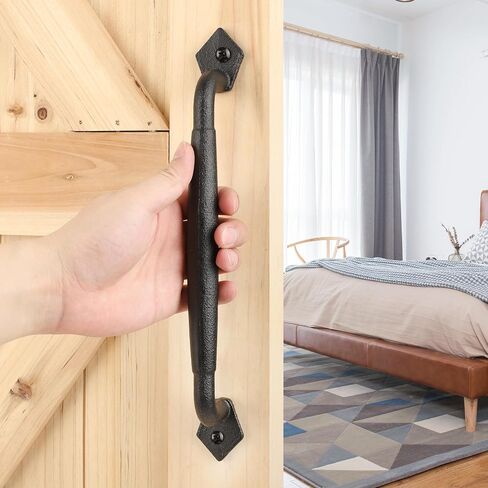 مقابض أبواب الحظيرة الريفية المنزلقة من Eumtenr، مقاس 8 بوصات شديدة التحمل بتصميم كبير لسحب باب الحظيرة، من أجل باب الحظيرة المنزلق بنفسك، البوابة، السقيفة، المرآب | مادة معدنية صلبة مستديرة، أسود غير لامع in Kuwait