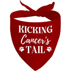 JXGZSO 1 Piece Cancer Free Dog Bandana Kicking Cancer's Tail Dog Bandana Cancer Survivor Dog Scarf (Cancers Tail Dog) in Kuwait