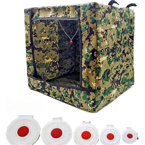 Digital Camouflage Slingshot Target Box, 40CM x 40CM x 40CM,Military Style Shooting Practice Cube with Mesh Panel, Green and Tan, Size:L in Saudi Arabia