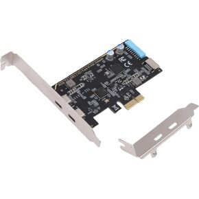 بطاقة PCIe إلى USB 3.2 Gen 1، عرض نطاق ترددي 5 جيجابت في الثانية، بطاقة توسيع مع 2 USB 3.2 Gen 1 Type C، 1 واجهة USB من النوع E 19pin، تناسب فتحات PCIe x1، x4، x8، أو x16 in Kuwait