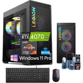Lenovo Legion Tower 5 Gen 8 Gaming Desktop - w/Accessories, NVIDIA RTX 4070 Super 12GB GDDR6X, AMD Ryzen 7700, Wi-Fi 6E, Bluetooth 5.3, Win 11 Pro, Keyboard & Mouse, 64 GB DDR5, 4 TB SSD in Kuwait