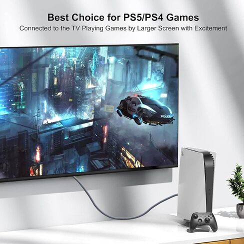 كابل HDMI 4K بطول 3.3 قدم، 10 حزم، سلك تلفزيون HDMI محمي، كابل ذكر HDMI 2.0 مطلي بالذهب، تصنيف 120 هرتز ARC وCL3، HDCP 2.2، 3D HDR | لمحطة الإرساء، الكمبيوتر الشخصي، الشاشة، التبديل، الفاصل، PS4/5، Xbox، Soundbar in Kuwait