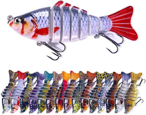 7 Segments Lifelike Swimbait for Bass Trout Crappie,Slow Sinking Bass Fishing Lure,Must-Have for Family Fishing Gear in Saudi Arabia
