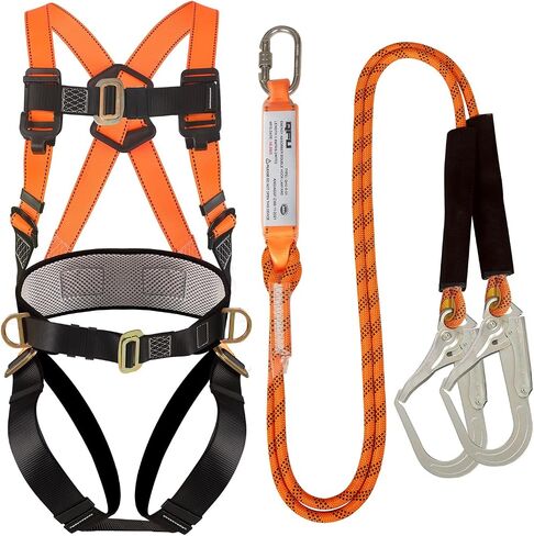 Safety harness fall protection kit, equipped with shock-absorbing ropes, full-body safety harness for roof work in Saudi Arabia