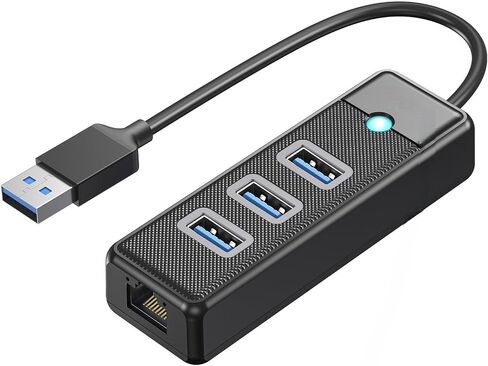 4 Ports USB Hub USB Splitter with RJ45 Ethernet Port, Multiports USB 3.0 Expander Adapter with 0.5M Cable for Type-A Laptop, Flash Drive, Console, Keyboard, Mouse, HDD in Saudi Arabia