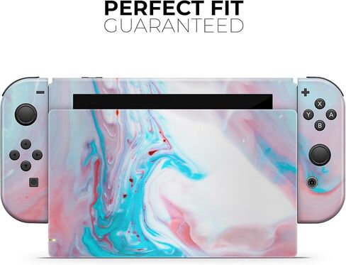 Design Skinz - متوافق مع Nintendo DSi XL - غطاء حماية من الفينيل قابل للإزالة ومقاوم للخدش - أزرق مخضر رخامي ووردي V2 in Saudi Arabia