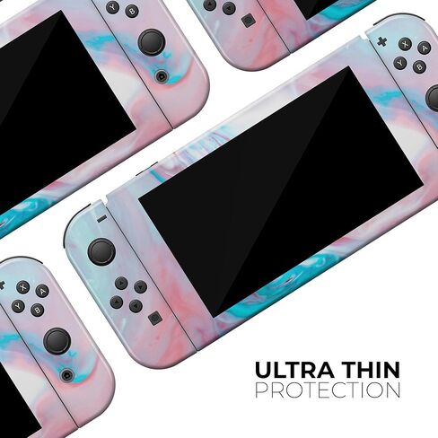 Design Skinz - متوافق مع Nintendo DSi XL - غطاء حماية من الفينيل قابل للإزالة ومقاوم للخدش - أزرق مخضر رخامي ووردي V2 in Saudi Arabia
