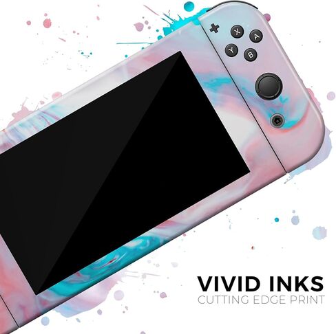 Design Skinz - متوافق مع Nintendo DSi XL - غطاء حماية من الفينيل قابل للإزالة ومقاوم للخدش - أزرق مخضر رخامي ووردي V2 in Saudi Arabia