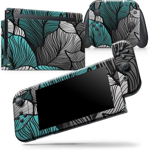 Design Skinz - متوافق مع Nintendo DSi XL - غطاء حماية من الفينيل مقاوم للخدش وقابل للإزالة - موجات زهور باللون الأزرق المخضر الزاهي in Saudi Arabia