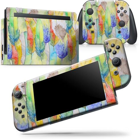 Design Skinz - Compatible with Nintendo DSi XL - Skin Decal Protective Scratch-Resistant Removable Vinyl Wrap Cover - Vivid Watercolor Feather Overlay in Saudi Arabia