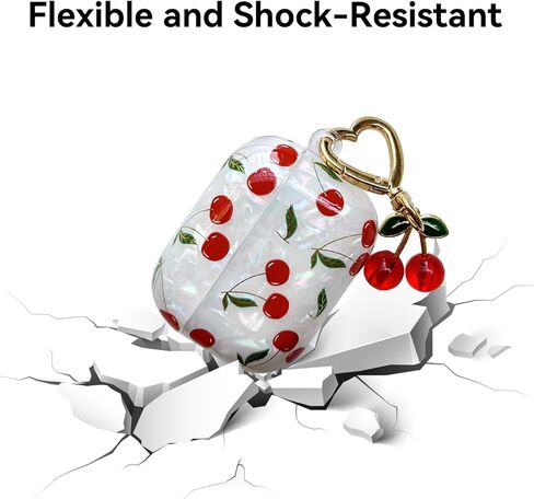 Compatible with AirPods Pro 2 Case, Cute Pretty Aesthetic AirPod Pro 2 Case Cover with Cherry Keychain, Premium TPU Protective Shockproof Case for Women Girl (Cherry, for airpod pro 2nd Gen) in Saudi Arabia