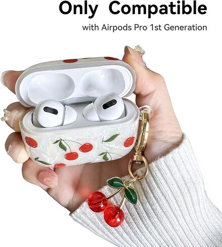 Compatible with AirPods Pro 2 Case, Cute Pretty Aesthetic AirPod Pro 2 Case Cover with Cherry Keychain, Premium TPU Protective Shockproof Case for Women Girl (Cherry, for airpod pro 2nd Gen) in Saudi Arabia