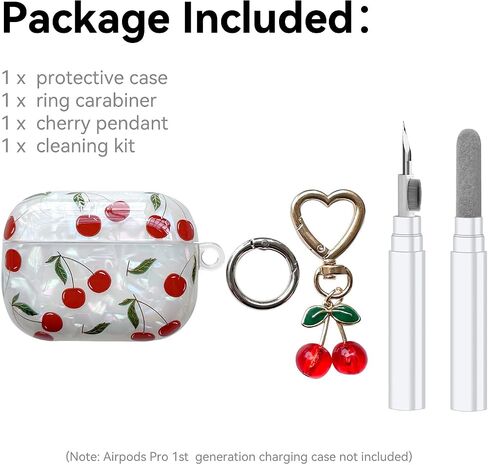 Compatible with AirPods Pro 2 Case, Cute Pretty Aesthetic AirPod Pro 2 Case Cover with Cherry Keychain, Premium TPU Protective Shockproof Case for Women Girl (Cherry, for airpod pro 2nd Gen) in Saudi Arabia