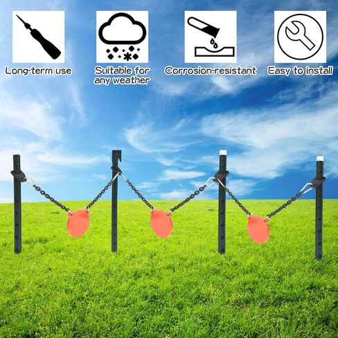 Zonon 4 قطع T Post Target Hanger، شماعة الهدف الفولاذية للرماية، تناسب 1.25 بوصة أو 1.33 بوصة T-Post، مصنوعة من مادة Ar500 مع طلاء مسحوق، سلسلة تعليق مزدوجة الأطراف، حوامل تجميع الأنابيب DIY in Saudi Arabia