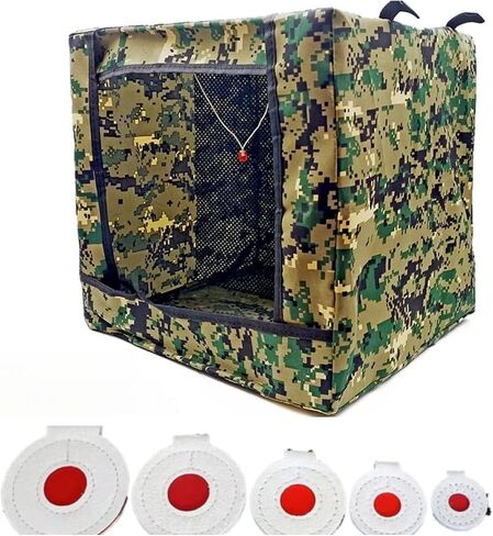 Digital Camouflage Slingshot Target Box, 40CM x 40CM x 40CM,Military Style Shooting Practice Cube with Mesh Panel, Green and Tan, Size:L in Saudi Arabia