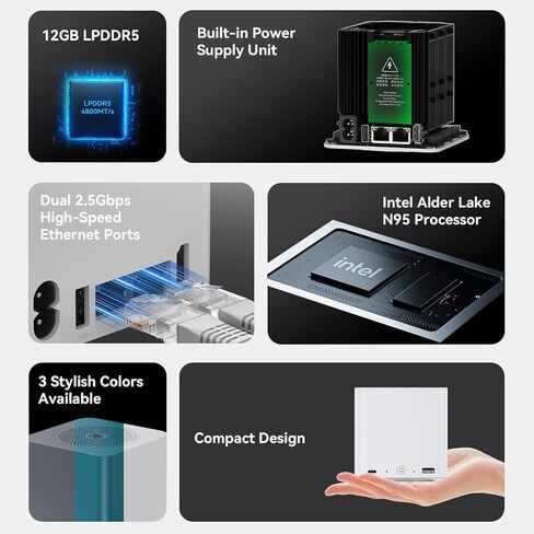 Beelink ME mini N150 Mini PC, Intel N150(4C/4T, up to 3.6GHz), 16GB LPDDR5, 1TB PCle3.0 SSD, ME Mini Computer Support Dual 2.5G LAN, Cloud Disk, Virtual Machine, Soft Router, NAS, HTPC in Saudi Arabia