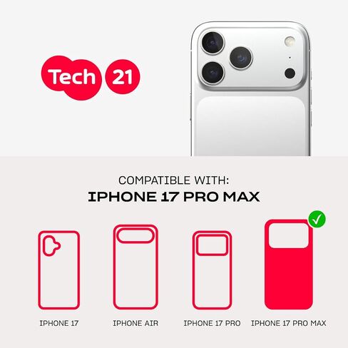 كفر Tech21 EvoClear لهاتف آيفون 17 برو ماكس – شفاف | حافظة واقية رفيعة | الحماية من الصدمات | متوافق مع ماج سيف in Kuwait