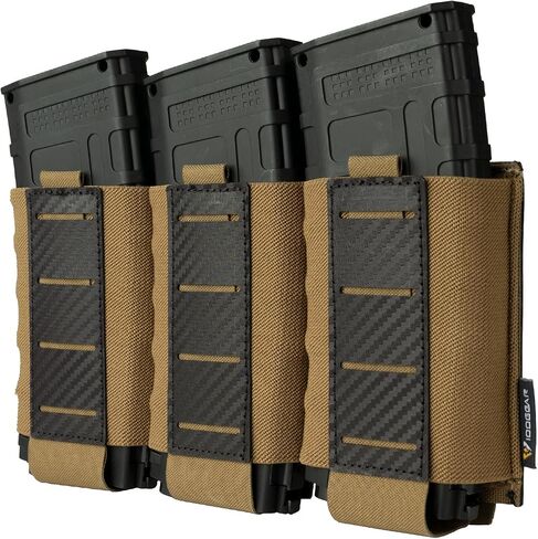 IDOGEAR Tactical Triple Mag Pouch 5.56MM MOLLE Magazine Pouch Rifle Magazine Carrier with Carbon Fiber Patterned PP Plate in Saudi Arabia