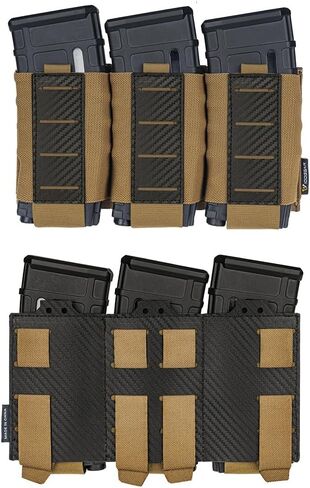 IDOGEAR Tactical Triple Mag Pouch 5.56MM MOLLE Magazine Pouch Rifle Magazine Carrier with Carbon Fiber Patterned PP Plate in Saudi Arabia
