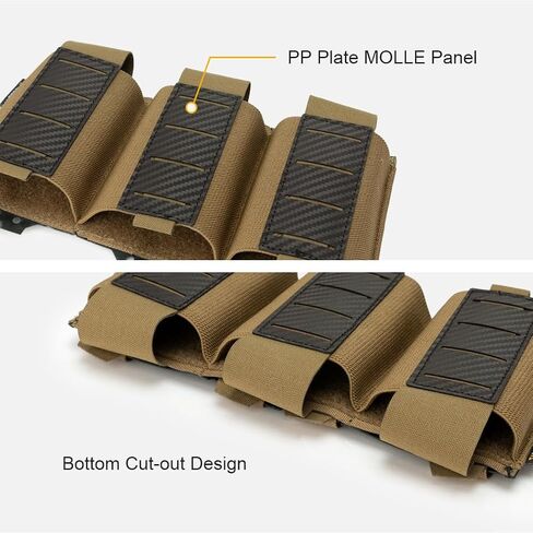 IDOGEAR Tactical Triple Mag Pouch 5.56MM MOLLE Magazine Pouch Rifle Magazine Carrier with Carbon Fiber Patterned PP Plate in Saudi Arabia