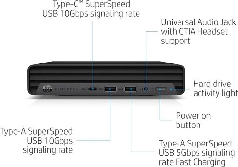 كمبيوتر مكتبي HP EliteDesk 800 G6 Business Mini، معالج Intel Core i5-10500T، ذاكرة وصول عشوائي DDR4 سعة 32 جيجابايت، محرك أقراص PCIe SSD سعة 2 تيرابايت، RJ-45، منفذ عرض، لوحة مفاتيح وماوس سلكي، Wi-Fi، Windows 11 Pro in Saudi Arabia