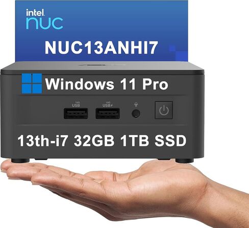 2025 Intel NUC 13 Pro Mini PC، ASUS NUC (Intel 12-Core i7-1360P، ذاكرة الوصول العشوائي 32 جيجابايت، 1 تيرابايت SSD) كمبيوتر سطح المكتب للأعمال، يدعم شاشة 4 × 8K، 2x Thunderbolt 4، Wi-Fi 6E، RJ45، Win 11 Pro، NUC13ANHI7 in Kuwait