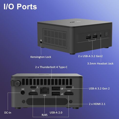 2025 Intel NUC 13 Pro Mini PC، ASUS NUC (Intel 12-Core i7-1360P، ذاكرة الوصول العشوائي 32 جيجابايت، 1 تيرابايت SSD) كمبيوتر سطح المكتب للأعمال، يدعم شاشة 4 × 8K، 2x Thunderbolt 4، Wi-Fi 6E، RJ45، Win 11 Pro، NUC13ANHI7 in Kuwait