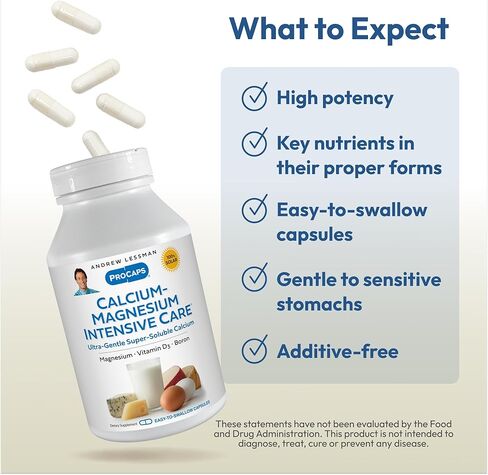 Andrew Lessman Calcium Magnesium Intensive Care 60 Capsules – Bone and Skeleton Health Essentials. Easy to Swallow Capsules with Super Soluble Fine Powder. Gentle to Even The Most Sensitive Stomachs in Saudi Arabia