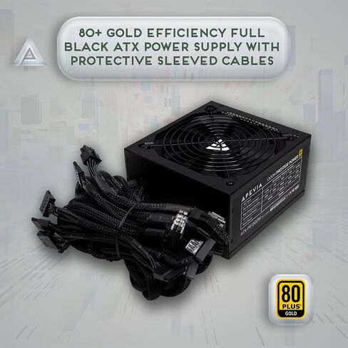 Apevia ATX-PR1300W Prestige 1300W, 80+ Gold Certified, ATX 3.1 Ready, PCIe 5.1 / 12VHPWR Connector, ATX Active PFC, DC to DC Converter Design, 135mm Silent Fan, RoHS Compliance, Gaming Power Supply in Saudi Arabia