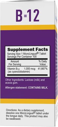 Superior Source No Shot Vitamin B12 Cyanocobalamin 1000 mcg, Quick Dissolve Sublingual Tablets, 100 Count, B12 Supplement to Increase Metabolism and Energy Production, Nervous System Support, Non-GMO in Saudi Arabia