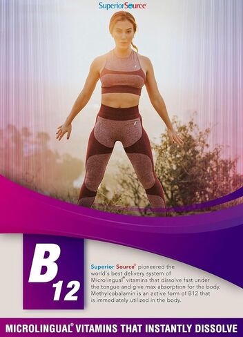 Superior Source No Shot Vitamin B12 Cyanocobalamin 1000 mcg, Quick Dissolve Sublingual Tablets, 100 Count, B12 Supplement to Increase Metabolism and Energy Production, Nervous System Support, Non-GMO in Saudi Arabia