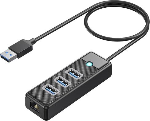 4 Ports USB Hub USB Splitter with RJ45 Ethernet Port, Multiports USB 3.0 Expander Adapter with 1.0M Long Cable for Type-A Laptop, Flash Drive, Console, Keyboard, Mouse, HDD in Saudi Arabia