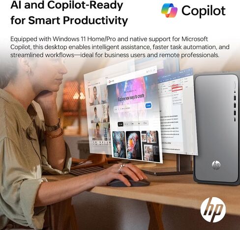 HP Envy Next Brand OmniDesk M02 Premium Business Desktop, i5-14400, 32GB DDR5, 1TB SSD, Wi-Fi 6, W11P, Wired KB & M, Copilot & AI-Ready, Support 3-Display & 4K, Bundle with ADATA 512GB External SSD in Saudi Arabia